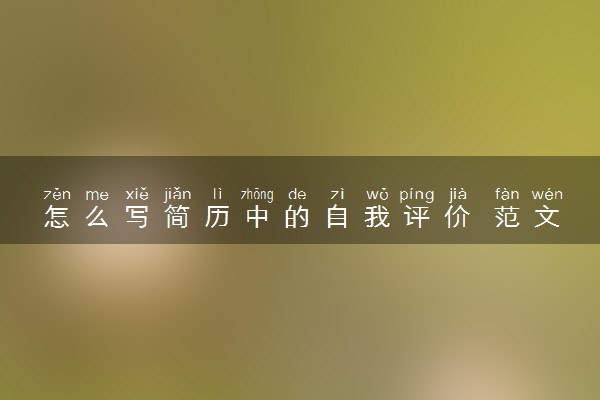 怎么写简历中的自我评价 范文有哪些