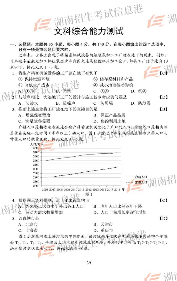 2018全国1卷高考文综试题及答案【图片版】