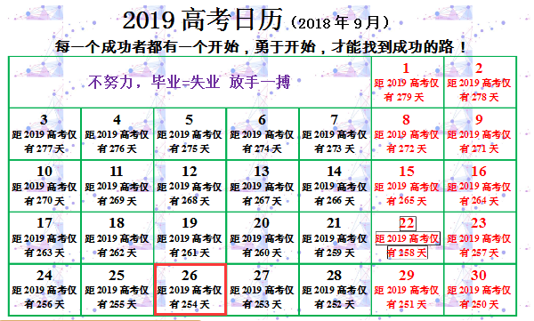 高考倒计时距离2019多少天