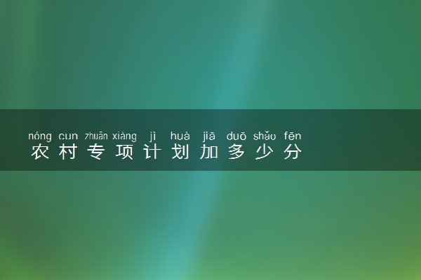 农村专项计划加多少分