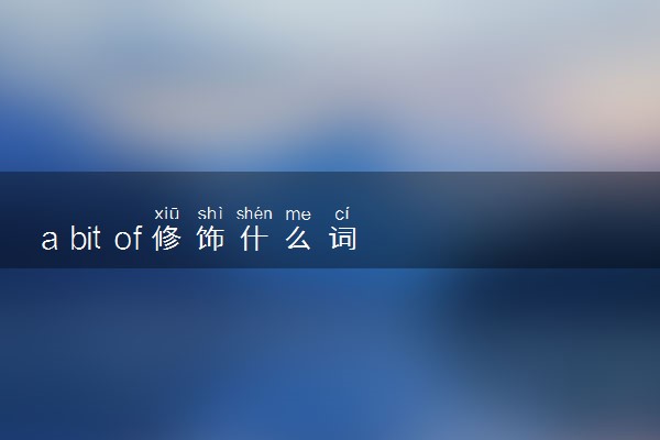 a bit of修饰什么词 a bit of的用法