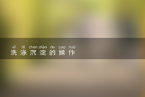 洗涤沉淀的操作