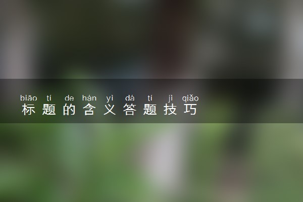 标题的含义答题技巧
