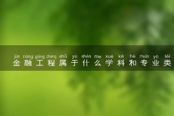 金融工程属于什么学科和专业类别