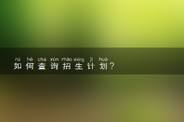 如何查询招生计划?