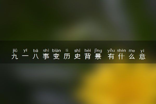 九一八事变历史背景 有什么意义