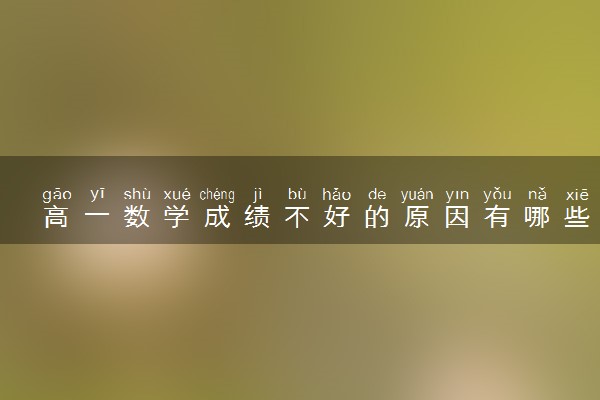 高一数学成绩不好的原因有哪些