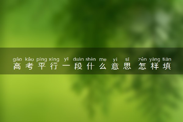 高考平行一段什么意思 怎样填好平行志愿