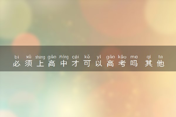 必须上高中才可以高考吗 其他方式怎么参加