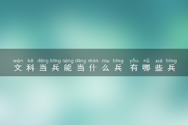 文科当兵能当什么兵 有哪些兵种可以选择