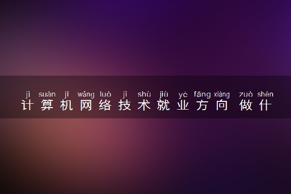 计算机网络技术就业方向 做什么工作好