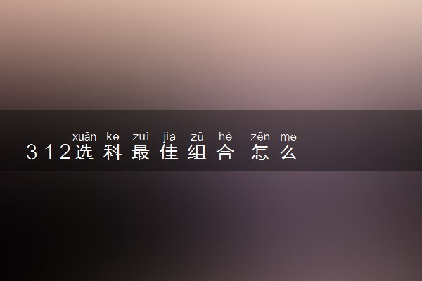 3 1 2选科最佳组合 怎么选科好