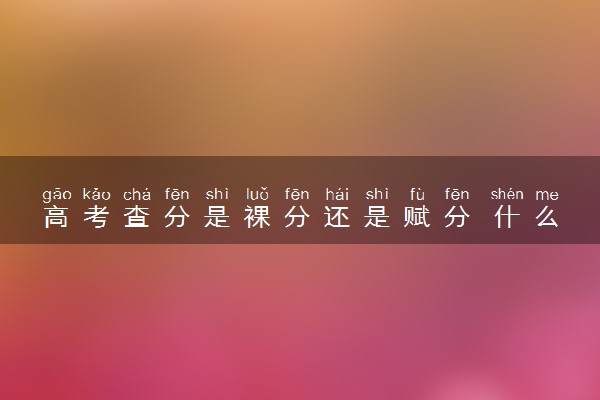 高考查分是裸分还是赋分 什么是赋分
