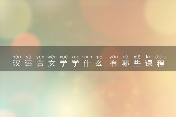 汉语言文学学什么 有哪些课程