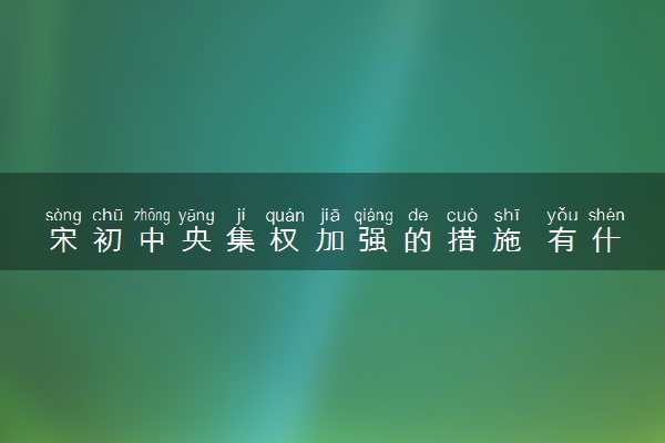宋初中央集权加强的措施 有什么特点