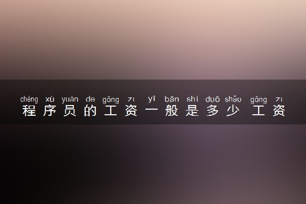 程序员的工资一般是多少 工资高吗