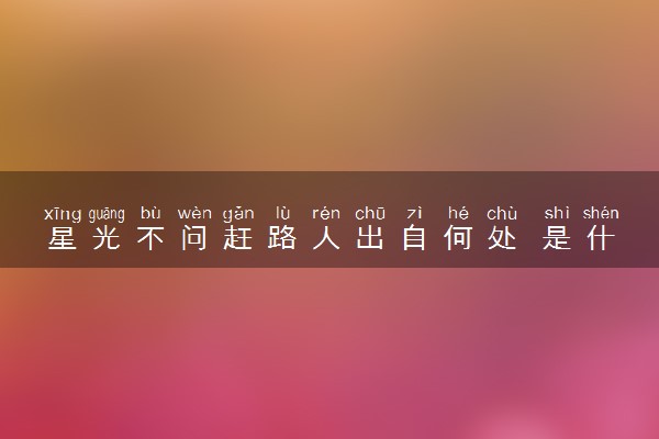 星光不问赶路人出自何处 是什么意思