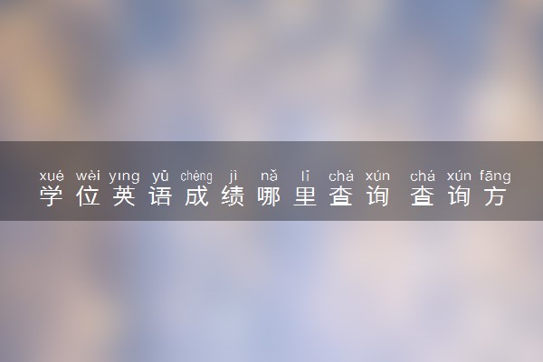 学位英语成绩哪里查询 查询方法是什么