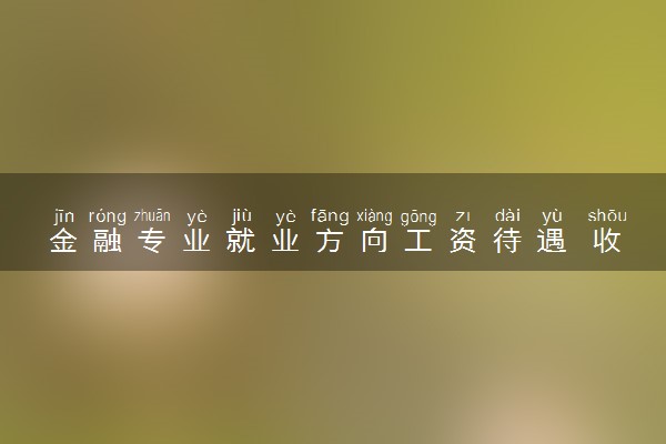 金融专业就业方向工资待遇 收入高吗