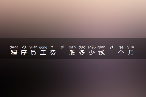程序员工资一般多少钱一个月 薪资待遇标准