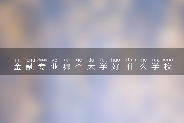 金融专业哪个大学好 什么学校实力强