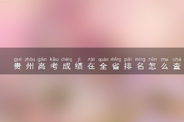 贵州高考成绩在全省排名怎么查 2023贵州位次查询方法