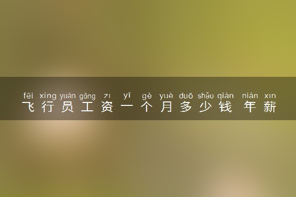 飞行员工资一个月多少钱 年薪多少