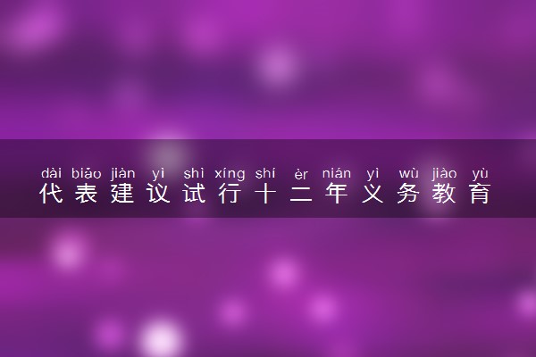 代表建议试行十二年义务教育 提案具体有没有通过