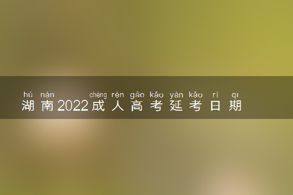 湖南2022成人高考延考日期 什么时候考试