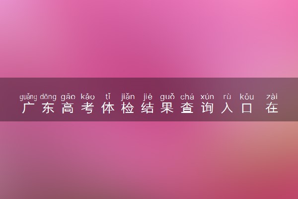 广东高考体检结果查询入口 在哪能查
