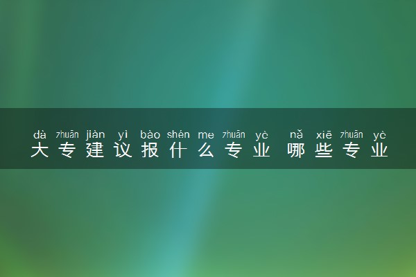 大专建议报什么专业 哪些专业前景好