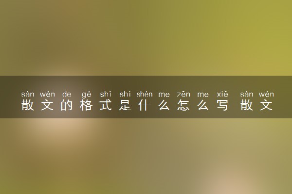 散文的格式是什么怎么写 散文有哪些分类