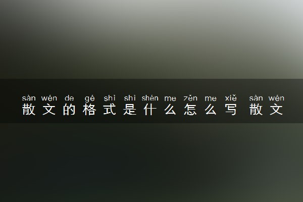散文的格式是什么怎么写 散文有哪些分类