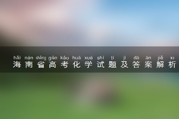 海南省高考化学试题及答案解析 化学试题试卷