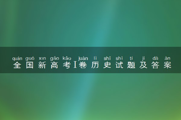 全国新高考Ⅰ卷历史试题及答案解析