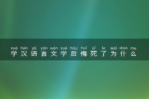 学汉语言文学后悔死了为什么 未来有出路吗