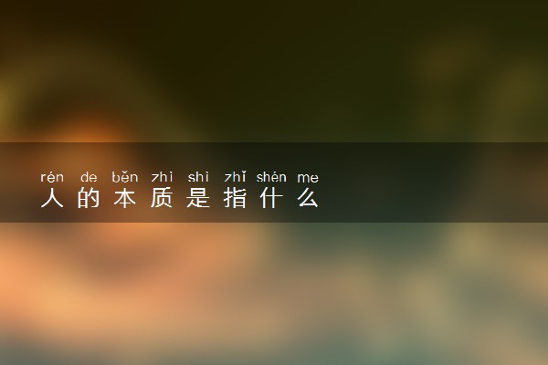 人的本质是指什么