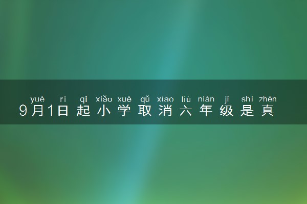 9月1日起小学取消六年级是真的吗 最新政策