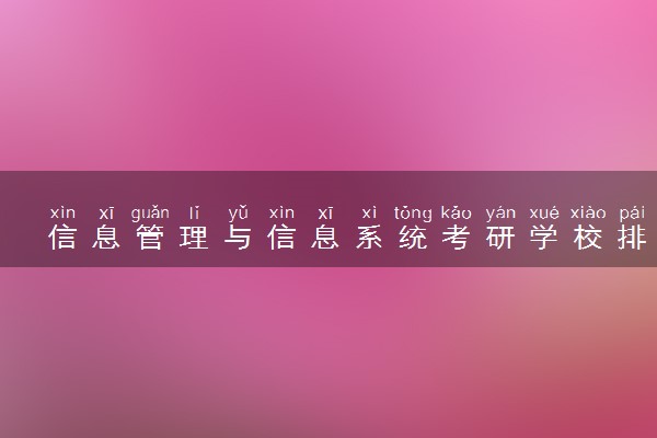 信息管理与信息系统考研学校排名 哪所学校比较好