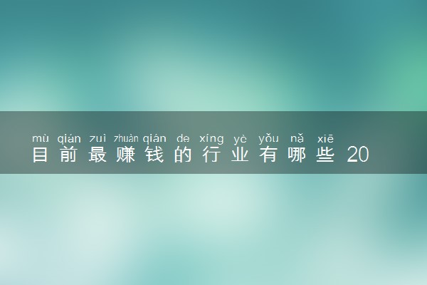 目前最赚钱的行业有哪些 2024什么行业最暴利