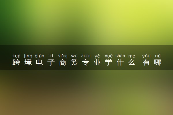 跨境电子商务专业学什么 有哪些课程