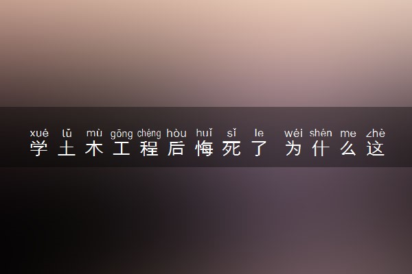 学土木工程后悔死了 为什么这么说