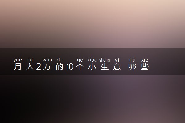 月入2万的10个小生意 哪些比较赚钱