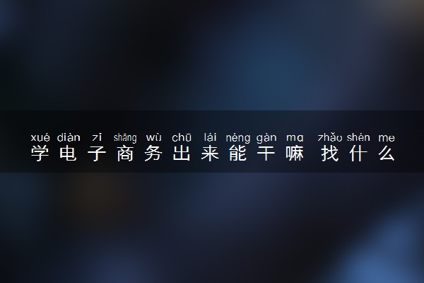 学电子商务出来能干嘛 找什么工作