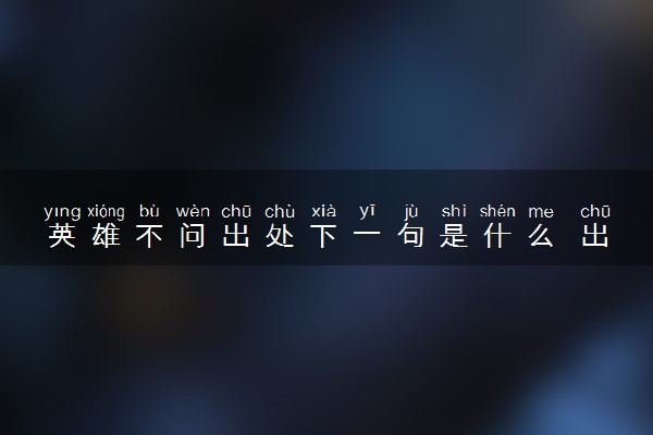 英雄不问出处下一句是什么 出自哪里