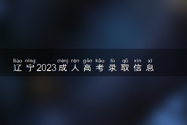 辽宁2023成人高考录取信息查询时间 什么时候开始查询