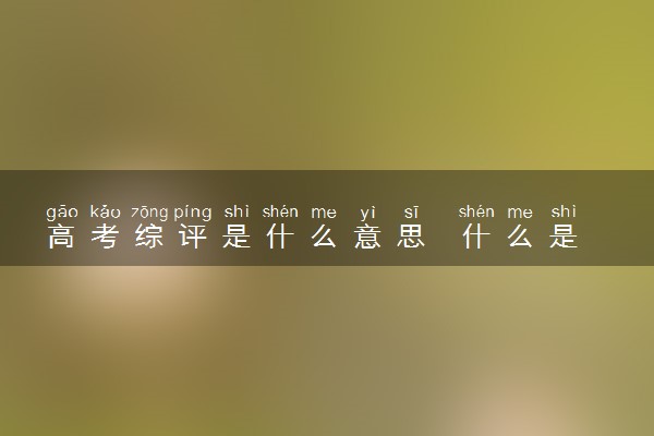 高考综评是什么意思  什么是综合评价招生
