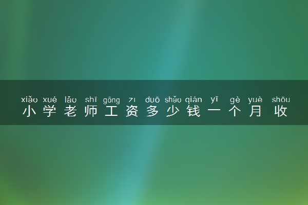 小学老师工资多少钱一个月 收入怎么样