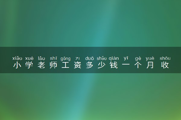 小学老师工资多少钱一个月 收入怎么样