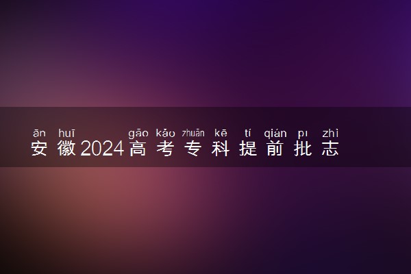 安徽2024高考专科提前批志愿设置 可以报几所大学